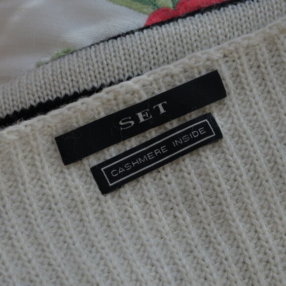 Set Breton Stripe Cashmere Blend Sweater Sz 10 - Picture 5 of 7